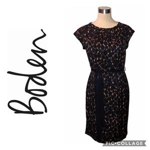 Boden Blue Brown Shoulder Cap Dress Size  6R